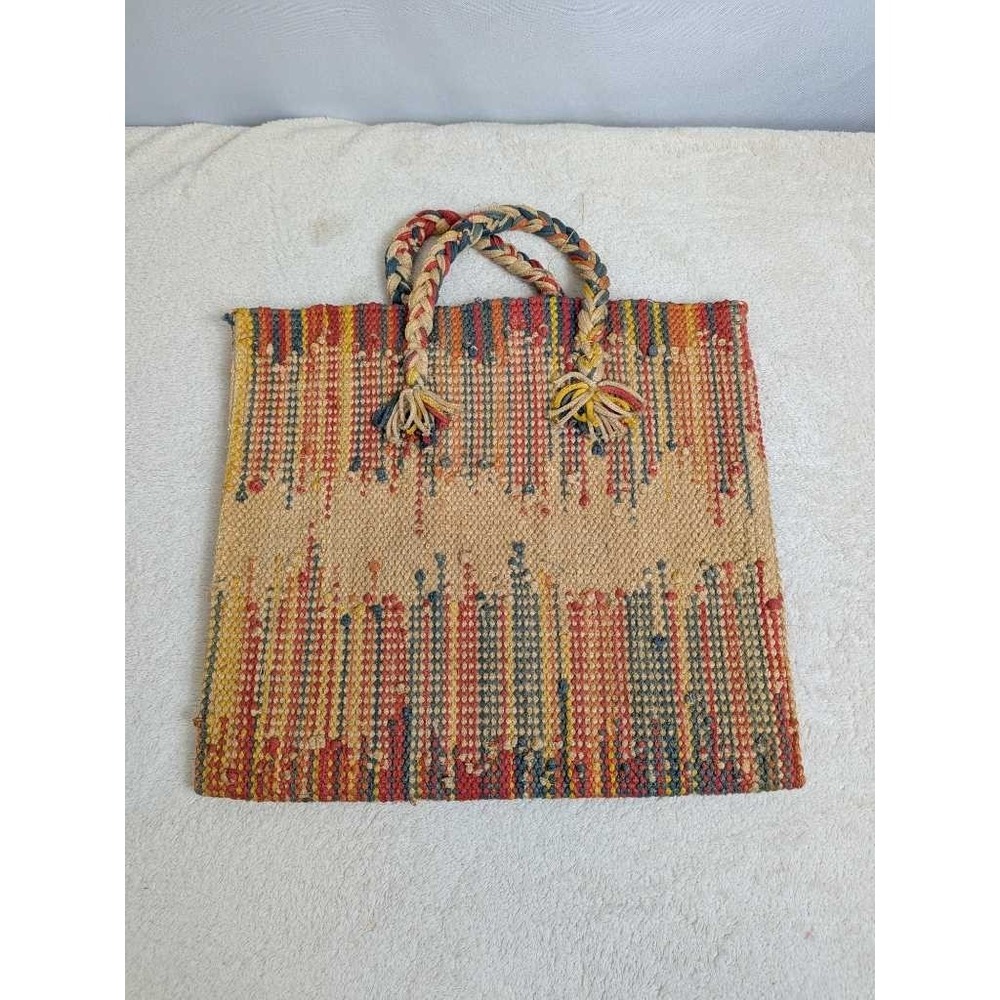 Boho Woven Tote Bag Colorful Tassel Macrame Beach‎ Shoulder Bag